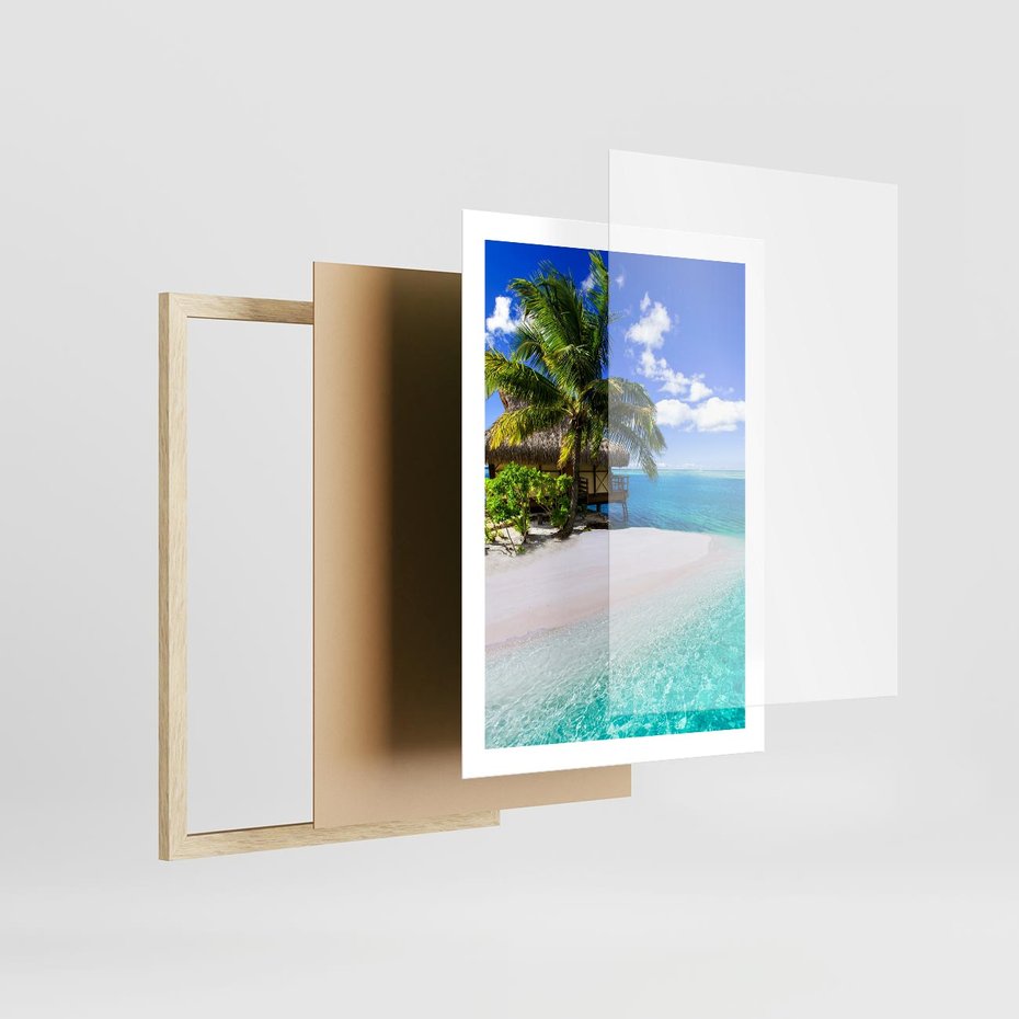 Plakat w ramie 50x70 - Zaklęte palmy tropików - palmy, ocean - rama drewno