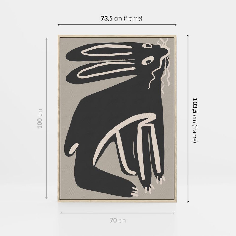 Obraz w ramie 70x100 - Konturujące Struktury - skandynawska sztuka, królik - rama drewno