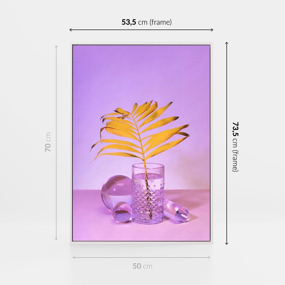 Obraz w ramie 50x70 - Minimalizm i Urok Natury - liście, pastele - rama biała