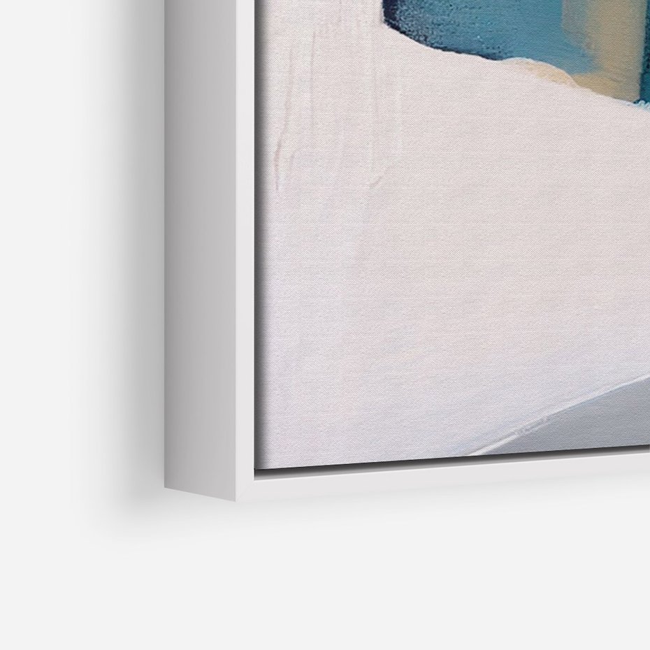 Obraz w ramie 80x120 - Turkusowe Maźnięcia - obraz, abstrakcja - rama biała