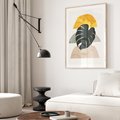 Plakat w ramie 50x70 - Monstera i Boho Elementy - grafika, boho klimat - rama drewno