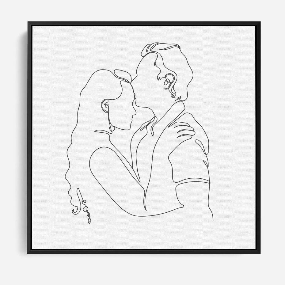 Obraz w ramie 50x50 - Wewnętrzne Emocje - para zakochanych, kobieta i mężczyzna - rama czarna