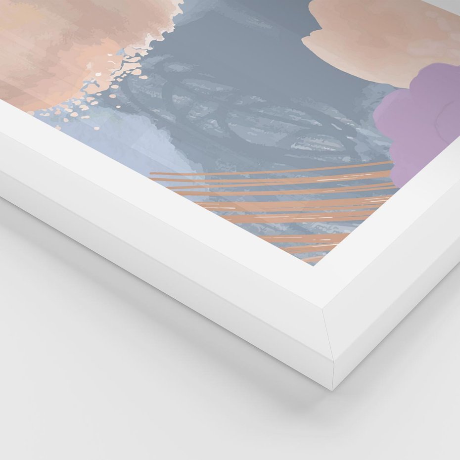 Plakat w ramie 30x40 - Rozmyte Akwarelowe Marzenia - abstrakcyjne akwarelowe plamy, pastele - rama biała