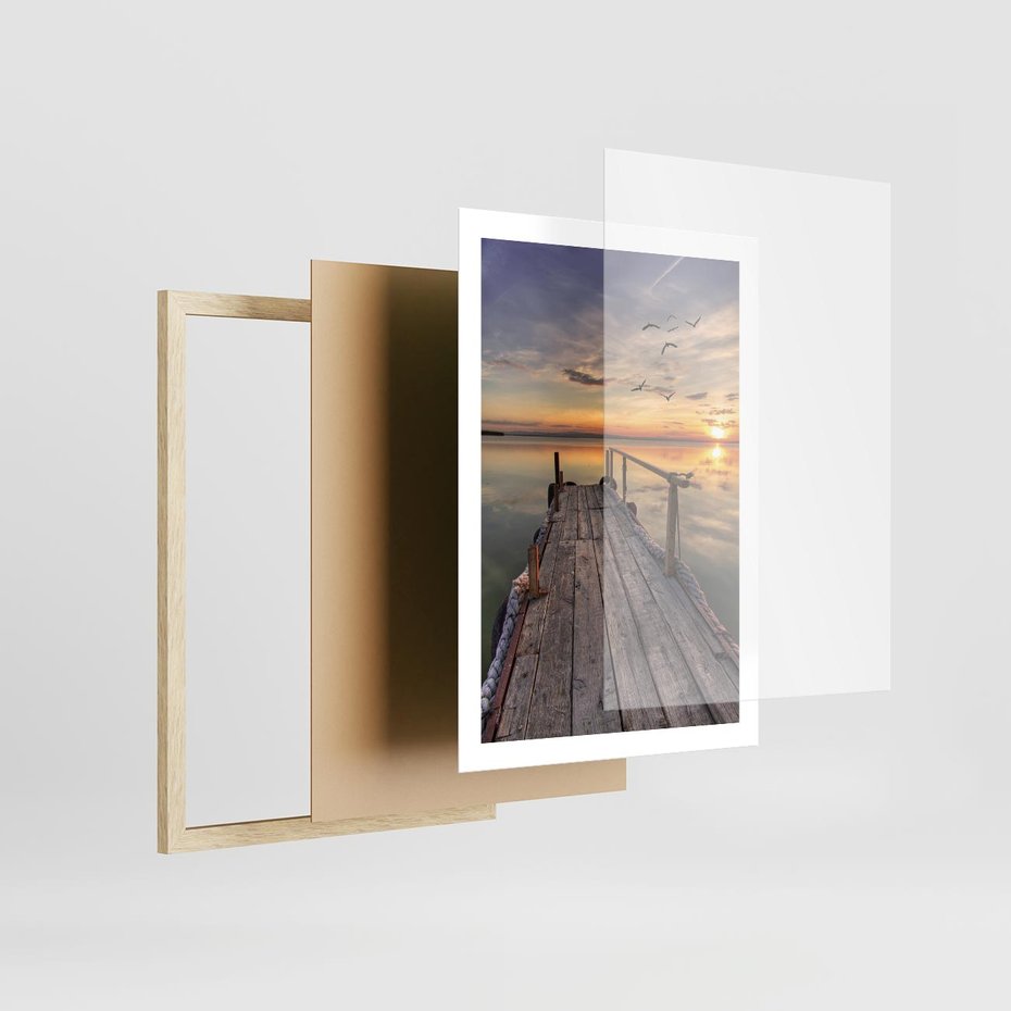 Plakat w ramie 50x70 - Zachód Słońca na Pomostcie - zachód, słońca - rama drewno