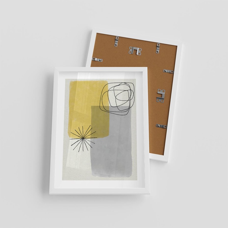 Plakat w ramie 30x40 - Rozbijające Granice Akwarel - abstrakcja, akwarelowe plamy - rama biała