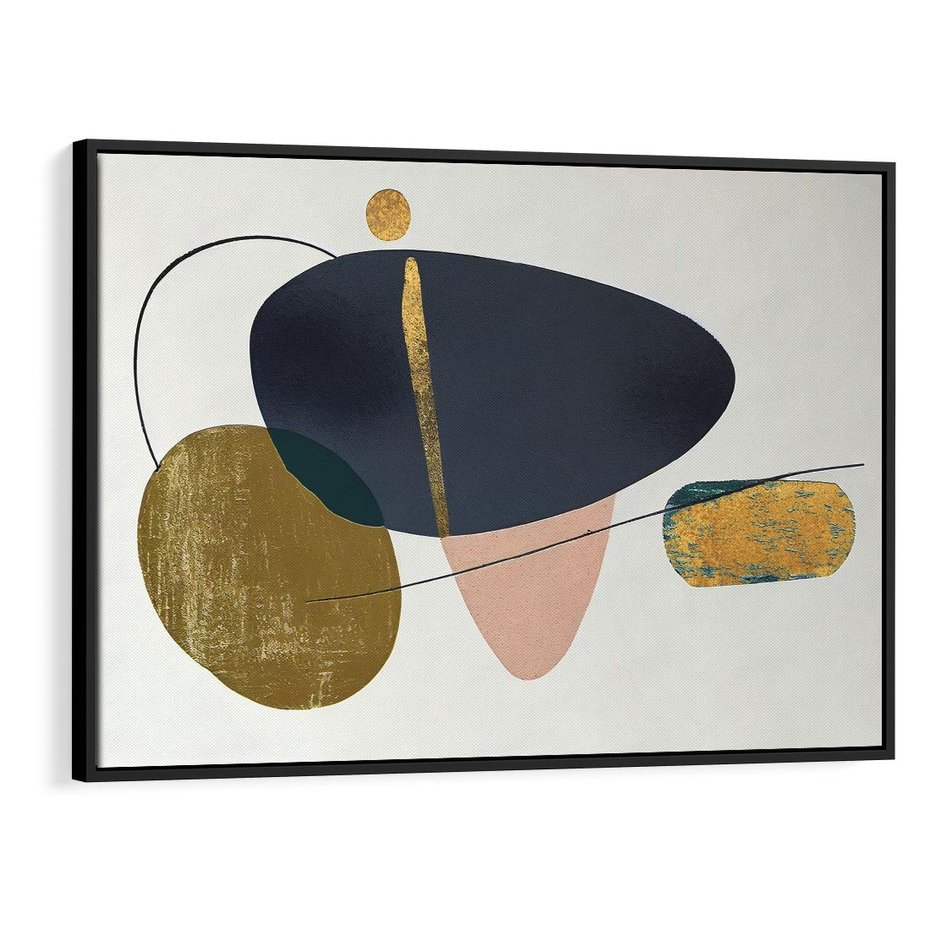 Obraz w ramie 100x70 - Złoto Granatu - abstrakcyjne plamy koloru, złoto - rama czarna