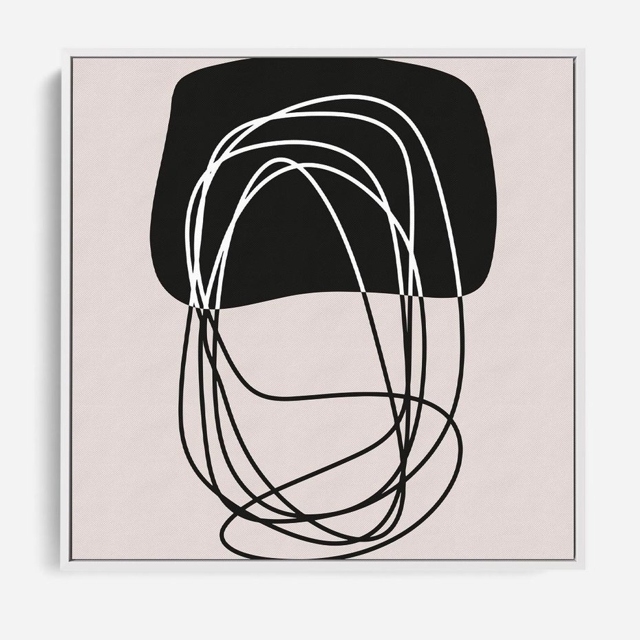 Obraz w ramie 80x80 - Strukturalne Kontrasty - abstrakcyjne szkicowane linie, minimalizm - rama biała