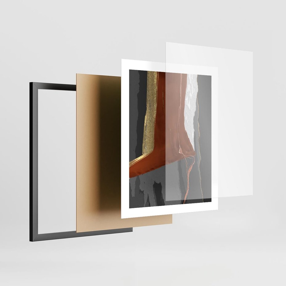Plakat w ramie 40x50 - Abstrakcyjna impresja - abstrakcja, nowoczesny - rama czarna