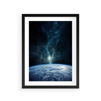 Plakat w ramie 30x40 - Wędrówka przez galaktyki - ziemia, kosmos - rama czarna