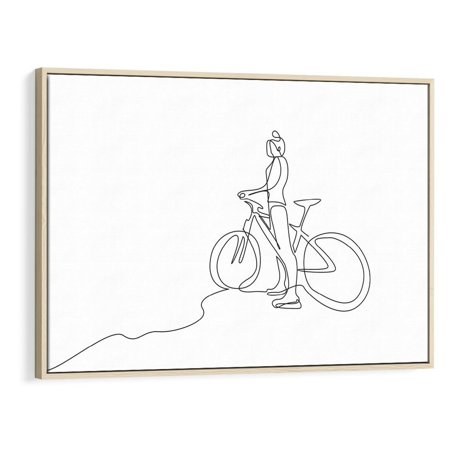 Obraz w ramie 70x50 - Minimalistyczna Przejażdżka - szkic, minimalizm - rama drewno