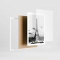 Plakat w ramie 50x70 - Wieża Eiffla - czarno białe zdjecie, wieża eiffla - rama biała