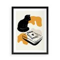 Plakat w ramie 50x70 - Nowoczesny Kot - grafika, kot - rama czarna