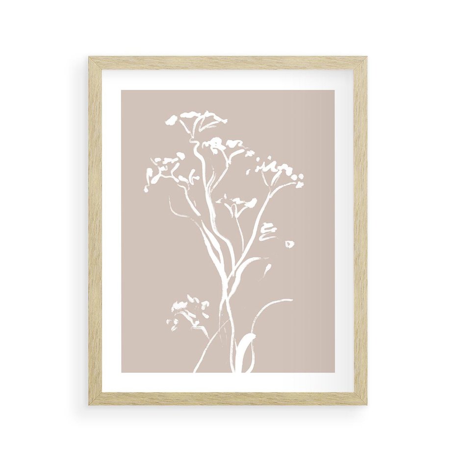 Plakat w ramie 40x50 - Harmonijne Mini Boho - minimalistyczny delikatny obraz, beżowe odcienie - rama drewno