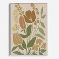 Obraz w ramie 50x70 - Beżowo i Roślinnie - nowoczesny plakat, roślinność - rama biała