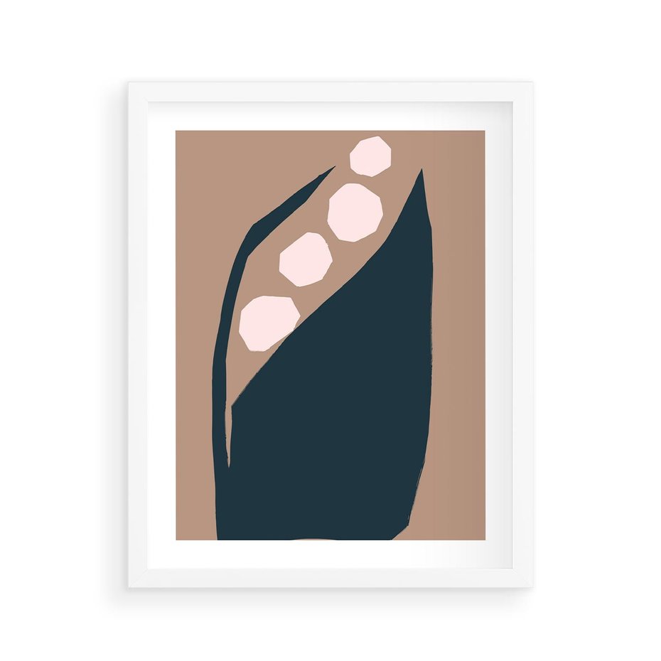 Plakat w ramie 40x50 - Wnętrza Boho Serca - abstrakcyjny obraz, plakat - rama biała