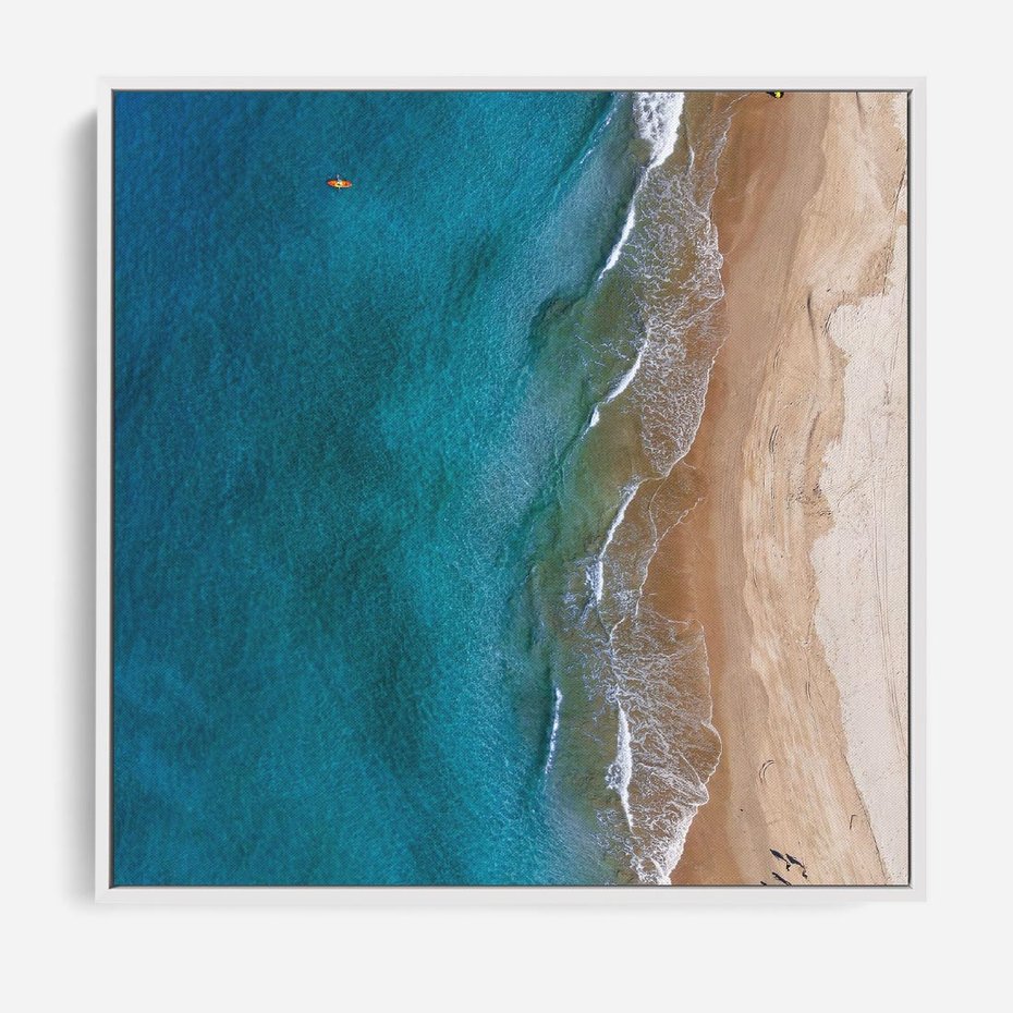 Obraz w ramie 80x80 - Spokój nad morzem - morze, plaża - rama biała