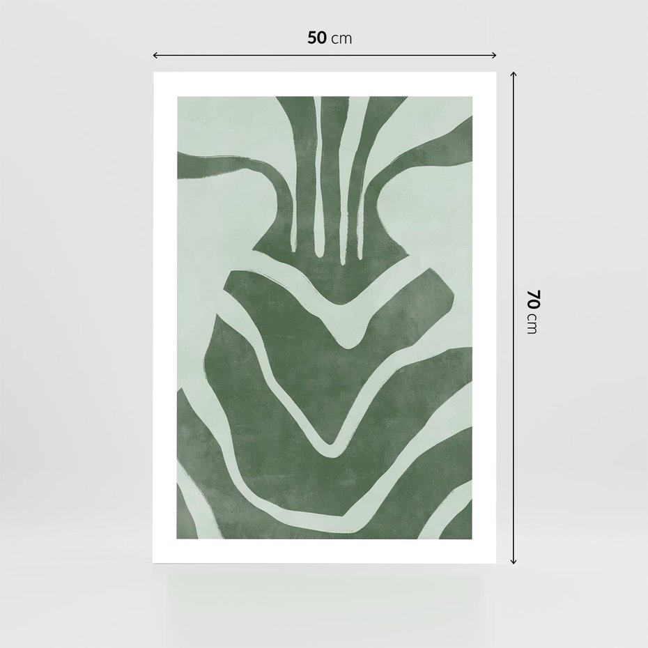 Plakat bez ramy 50x70 - Zieleń Odpoczynku - zielony plakat, nieregularne splątane linie