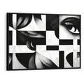 Obraz w ramie 70x50 - Harmonia świateł i cieni - abstrakcja czarno biała, geometria - rama czarna