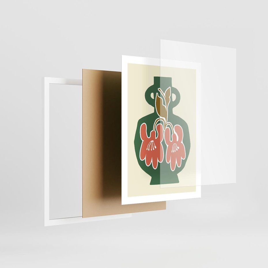 Plakat w ramie 50x70 - Kreatywne Impulsy - boho styl, wazon - rama biała