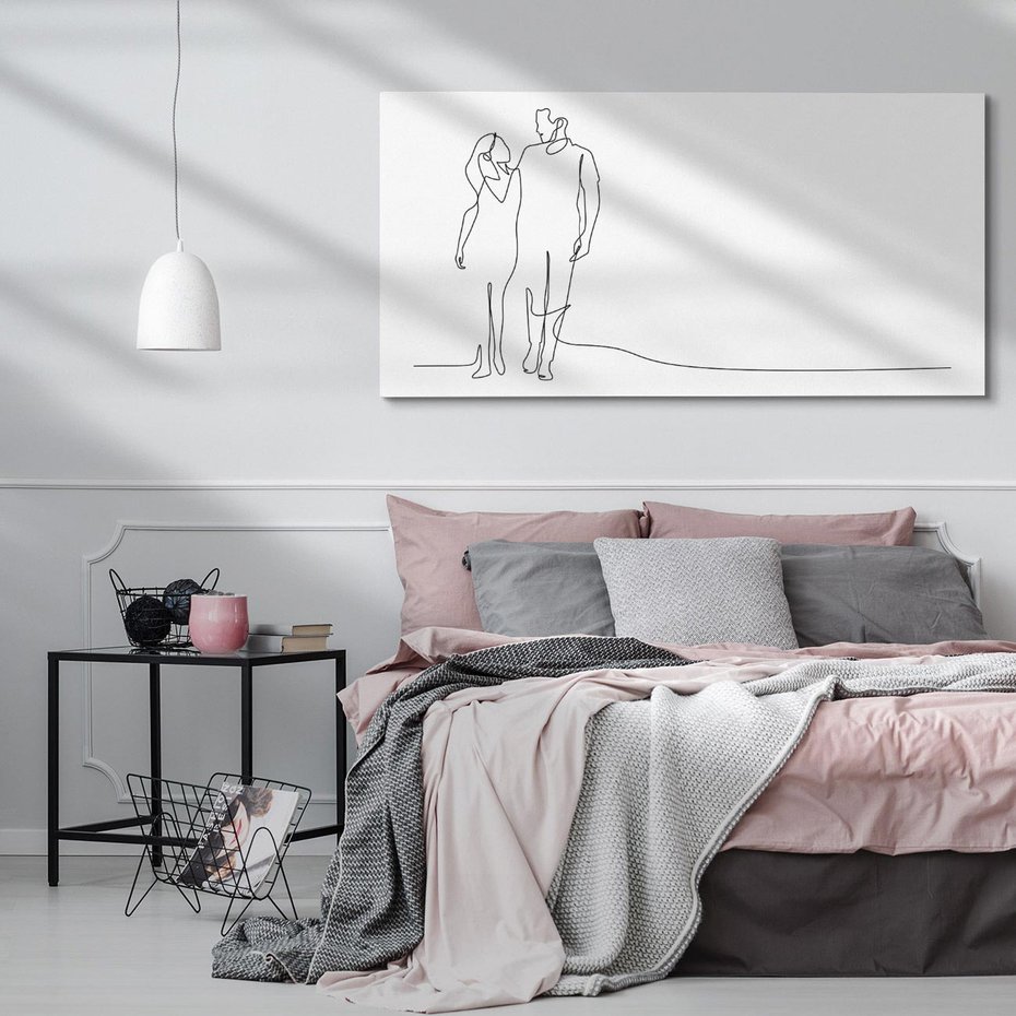 Obraz na płótnie 120x60 - Wspólne Kroki - line art, szkic