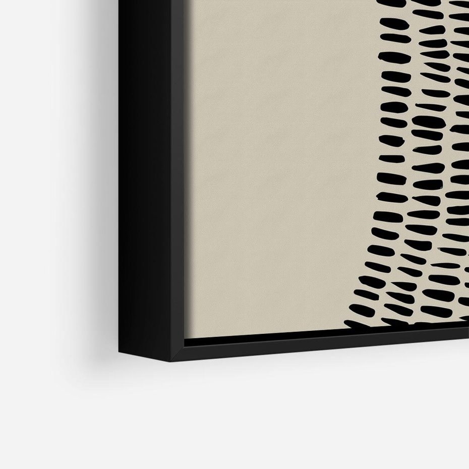 Obraz w ramie 50x50 - Migotliwa Innowacyjna Ekspresja - boho plakat, czarne kropki kreski - rama czarna
