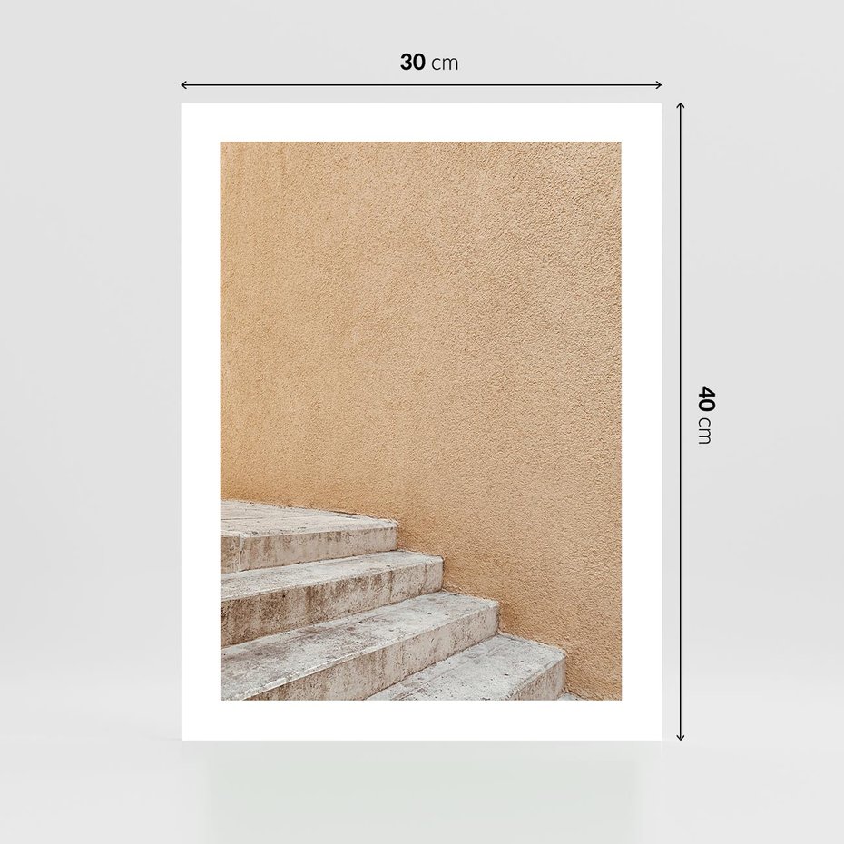 Plakat bez ramy 30x40 - Schod w Beżu - schody, minimalizm