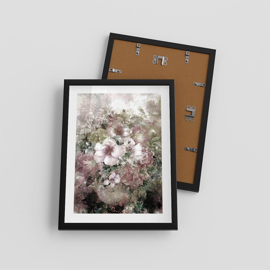 Plakat w ramie 30x40 - Piękno natury na płótnie - kwiaty, olejne - rama czarna