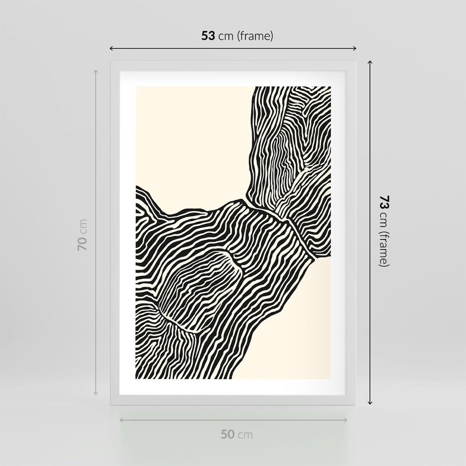 Plakat w ramie 50x70 - Migoczące Kontury - boho plakat, rycina - rama biała