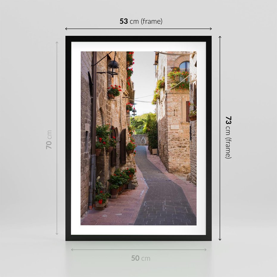 Plakat w ramie 50x70 - Miłość na Romantycznej Uliczce - romantyczna, uliczka - rama czarna