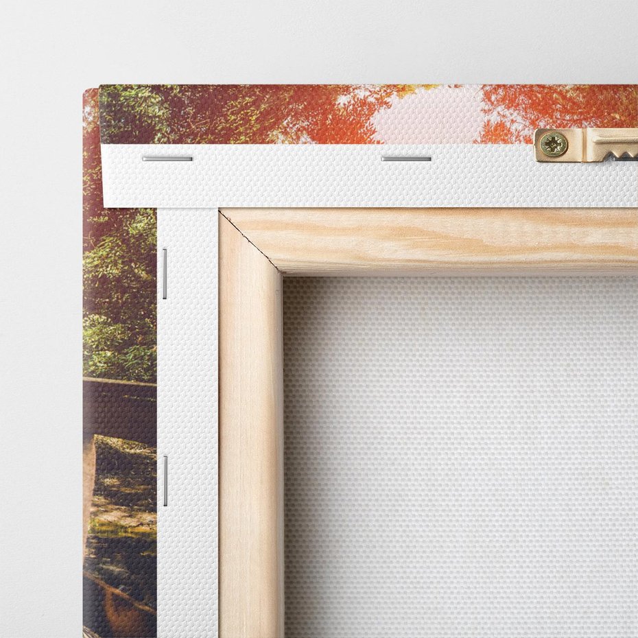 Obraz na płótnie 70x100 - Optyczne wrażenie na drewnianym moście - most, drewniany