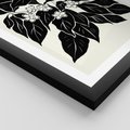 Plakat w ramie 30x40 - Ruchome szkicowe odbicia - czarno biała grafika, roślinność - rama czarna