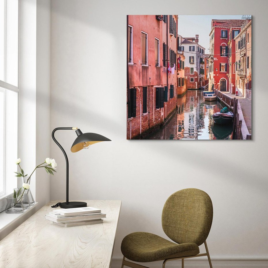 Obraz na płótnie 40x40 - Przejażdżka gondolą przez Wenecję - Wenecja, kanały