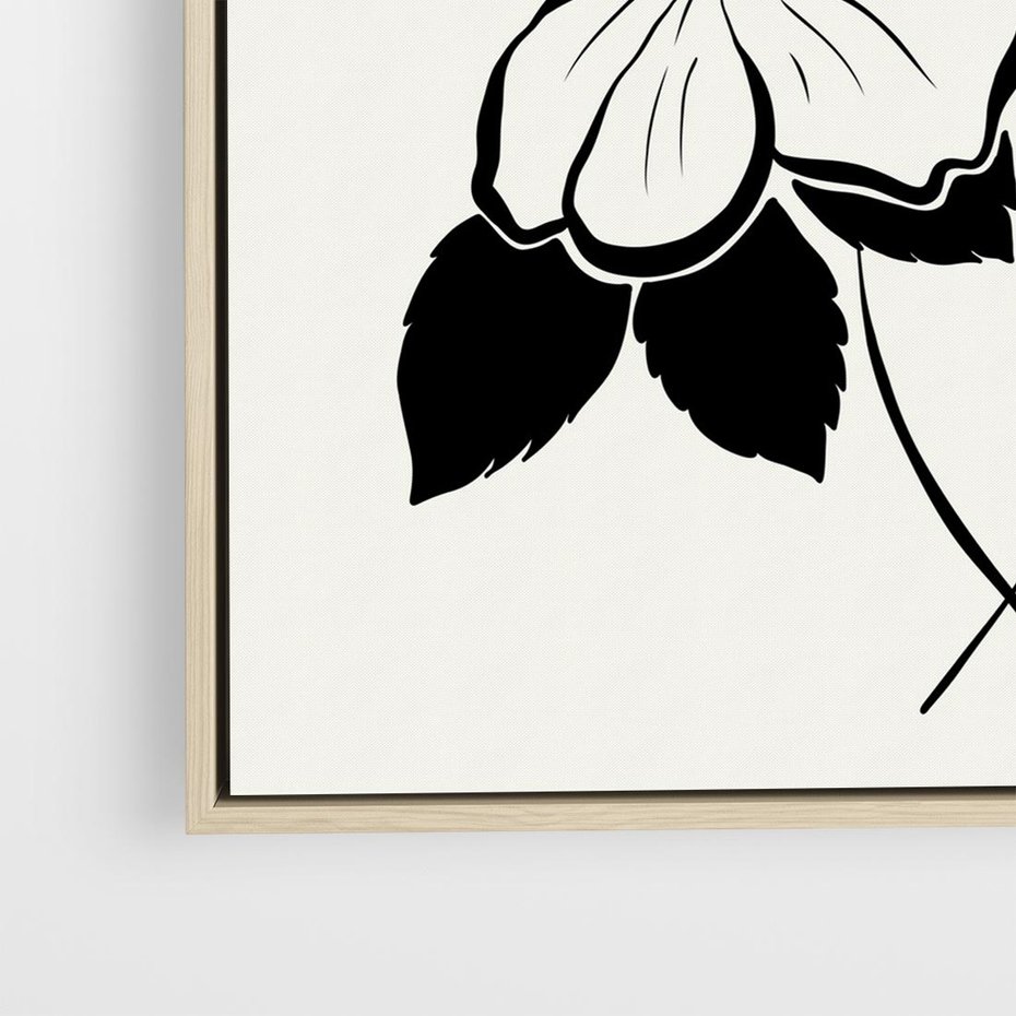 Obraz w ramie 80x80 - Poezja kwiecistej kreski - kwiaty, minimalistyczne - rama drewno