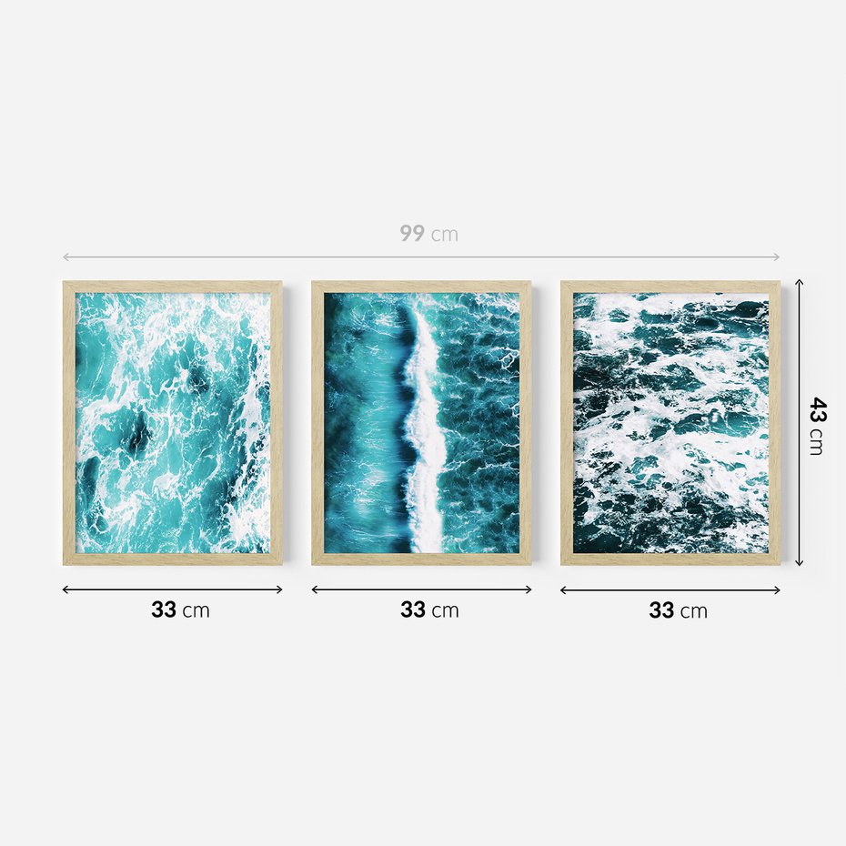 Zestaw obrazy w ramie 30x40 galeria - Morze, fale, ocean, spokój - rama drewno