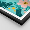 Plakat w ramie 50x70 - Kwiatowy Impuls - pastelowa kompozycja, kwiaty - rama czarna