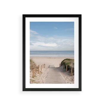 Plakat w ramie 50x70 - Plażowy pomost - plaża, pomost - rama czarna