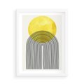 Plakat w ramie 50x70 - Słoneczne Odbicia - geometria, żółte koło - rama biała