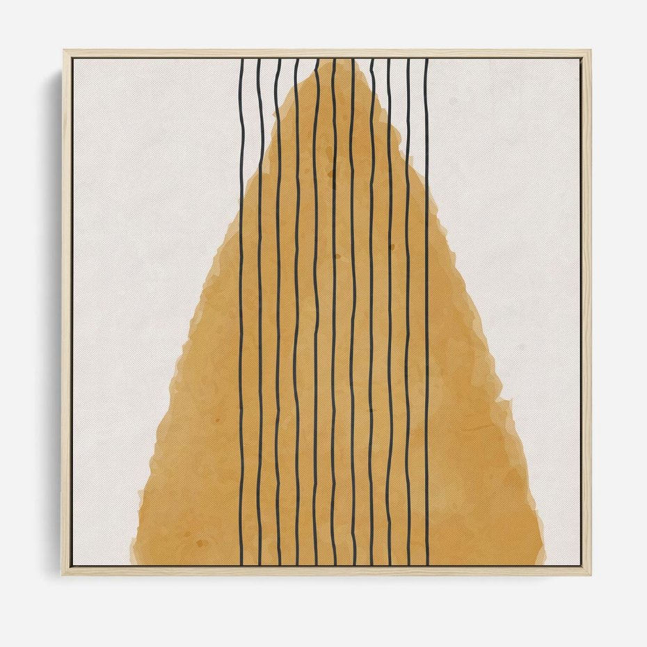 Obraz w ramie 50x50 - Migocące Impulsy - abstrakcyjna akwarelowa plama, nieregularne kreski - rama drewno