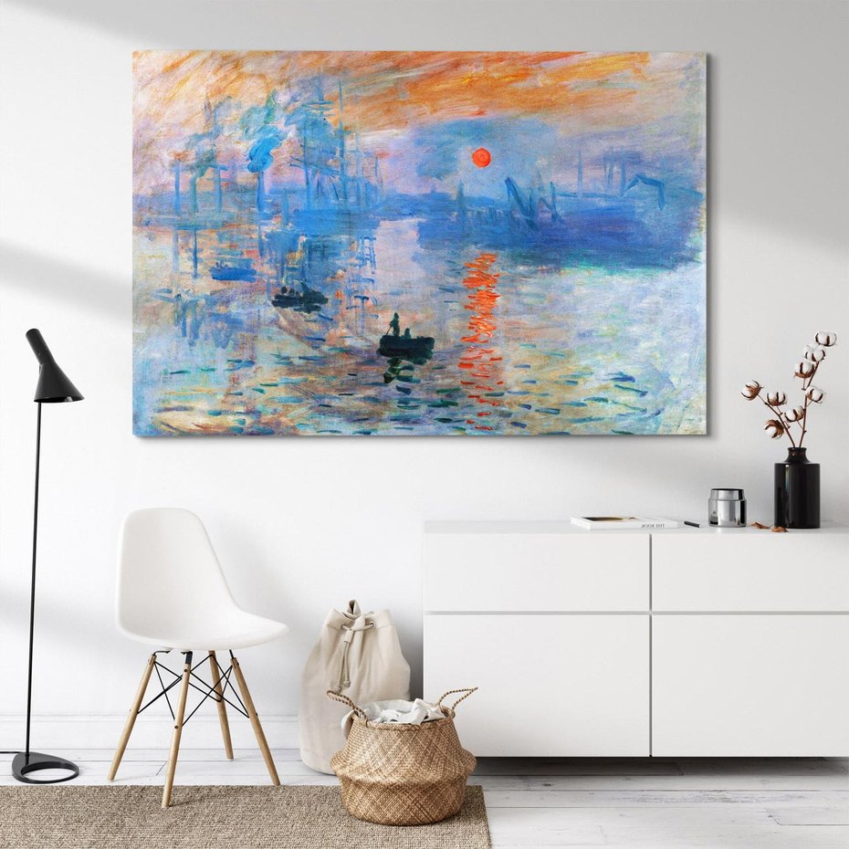 Obraz na płótnie 120x80 - Impresja Wschód Słońca 1872, Claude Monet - Reprodukcja - reprodukcja, obraz na płótnie