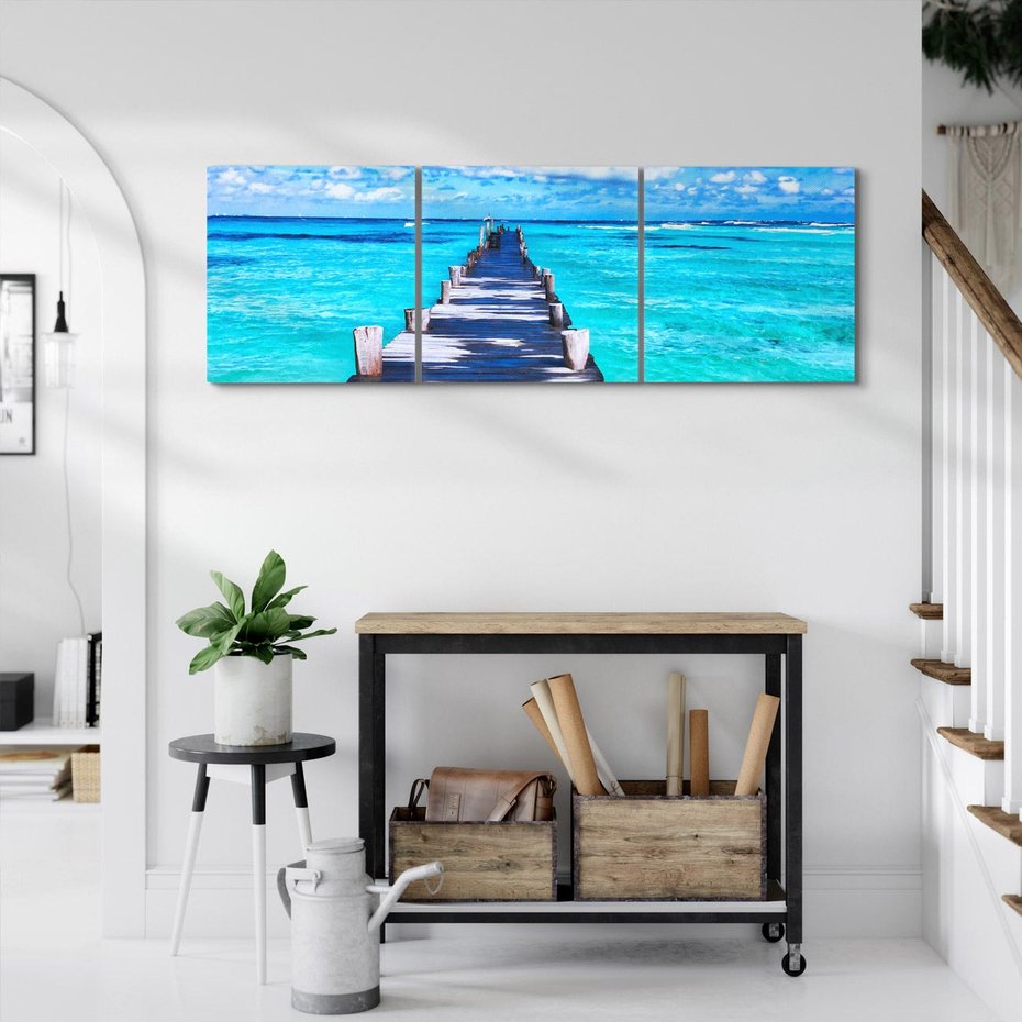 Obraz na płótnie 150x50 - Molo na Plaży Morza - molo, plaża