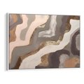 Obraz w ramie 100x70 - Płynne Fale - abstrakcja, neutralne kolory - rama biała