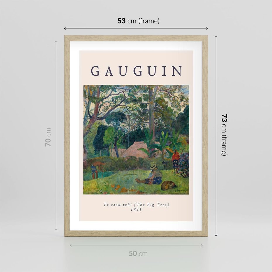 Plakat w ramie 50x70 - Gauguin: Reprodukcja i Typografia - Gauguin, reprodukcja - rama drewno