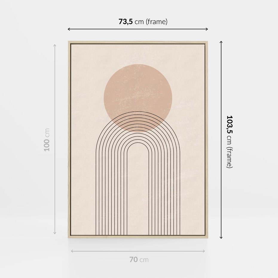 Obraz w ramie 70x100 - Konturem Zdefiniowane - boho plakat, minimalizm - rama drewno