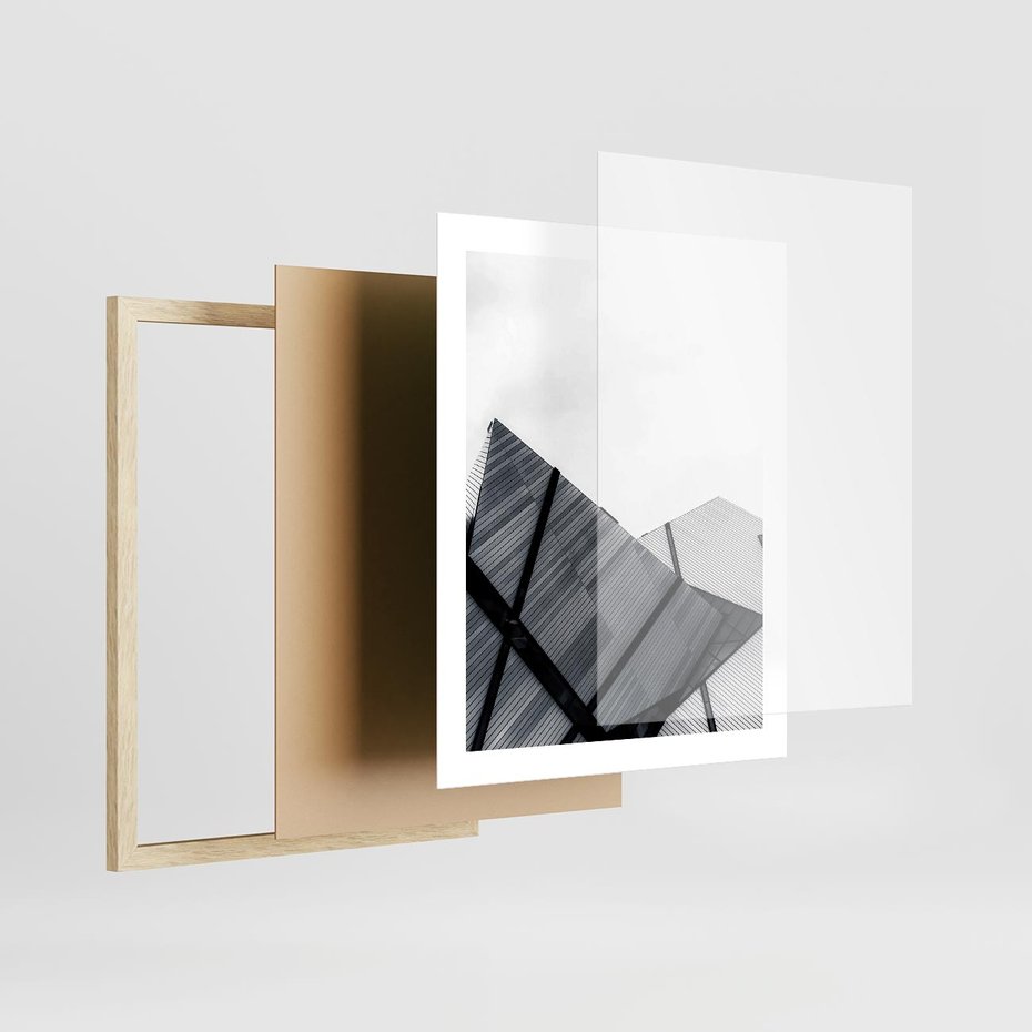 Plakat w ramie 40x50 - Nowoczesna Metropolia - architektura, proste linie - rama drewno