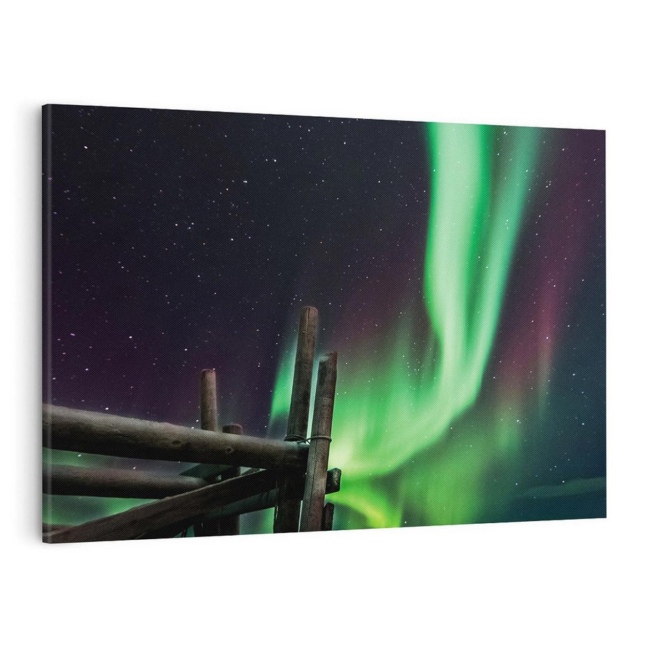 Obraz na płótnie 120x80 - Zorza polarna w tajemniczej nocnej przestrzeni - zorza, polarna