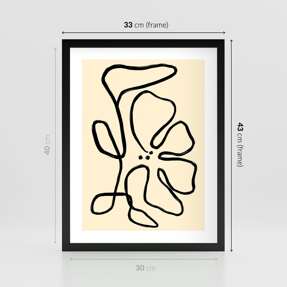 Plakat w ramie 30x40 - Zaklęte Aberracje - abstrakcyjna sztuka, przypominająca kwiat - rama czarna