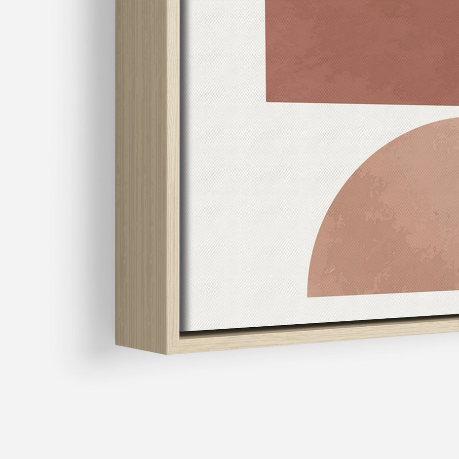 Obraz w ramie 80x120 - Rozkwitające Odbicia - abstrakcyjne geometryczne kształty, odcienie brązu i beżu - rama drewno