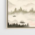 Obraz w ramie 80x80 - Przyroda Japonii - japońska akwarela, góry - rama drewno