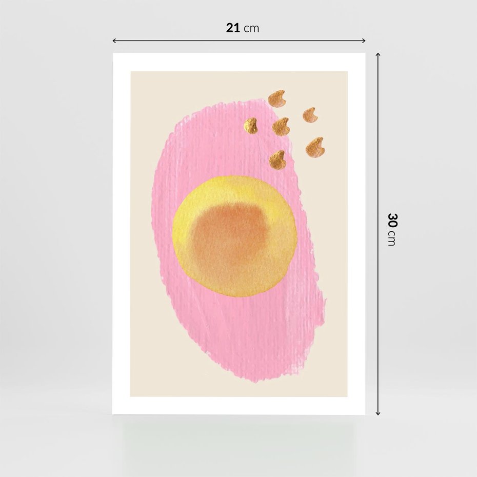 Plakat bez ramy 21x30 - Migotliwe Dziwne Ścieżki - abstrakcyjna różowa plama, akwarela