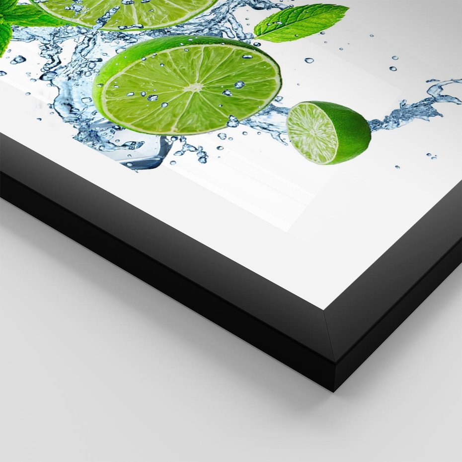 Plakat w ramie 40x50 - Świeżość i Witalność - limonka, owoce - rama czarna